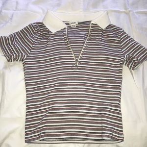 cropped zip up polo tee